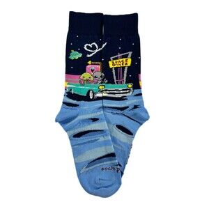 Sock Panda Alien Dinner Date in Space Cotton Blend Unisex Socks, Adults M
